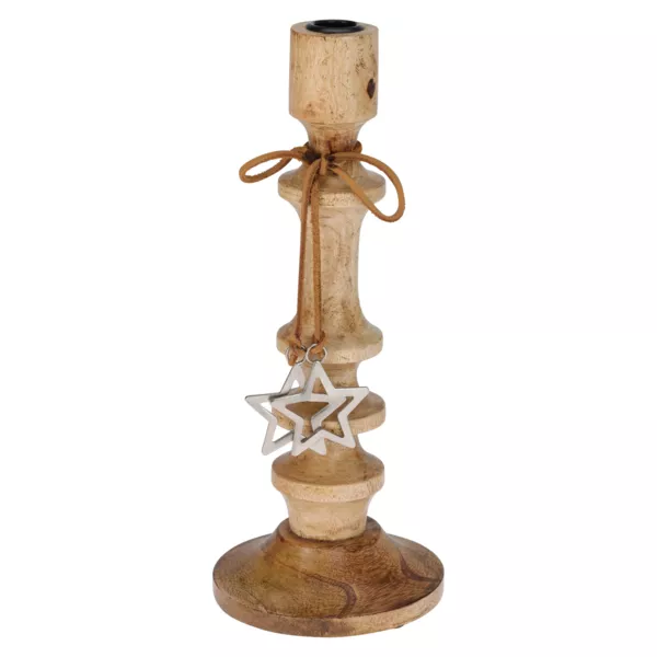 Holzkerzenst�nder (H30 cm) Weihnachtsstern Natur