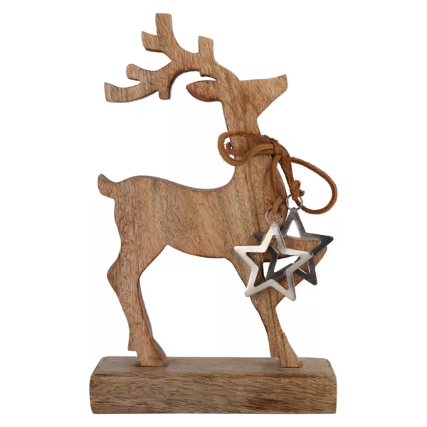 Renna natalizia in legno di mango (H26 cm) Natura selvaggia
