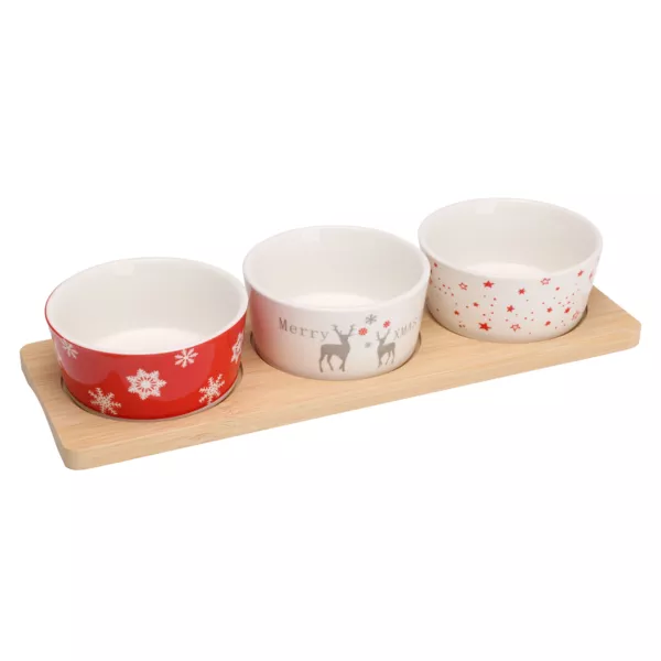 Tapas s�t med 3 sk�le (10 x 26 cm) Bjerg hytte Multifarvet