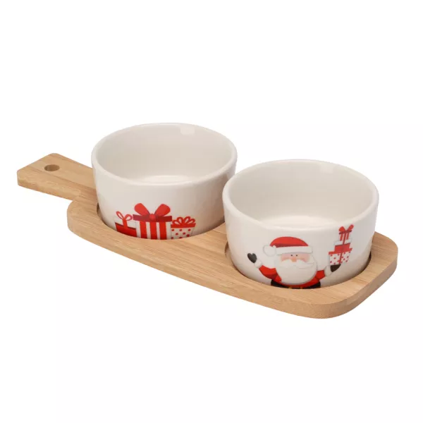 Tapas-Set 2 Schalen (10 x 25 cm) Weihnachtsmann und Geschenke Rot