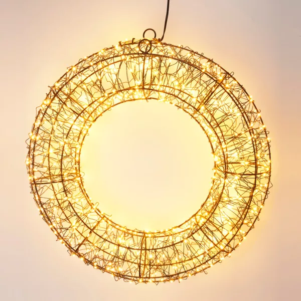 Couronne de No�l lumineuse 500 micro LED (D38 cm) Star Light Noir et blanc chaud