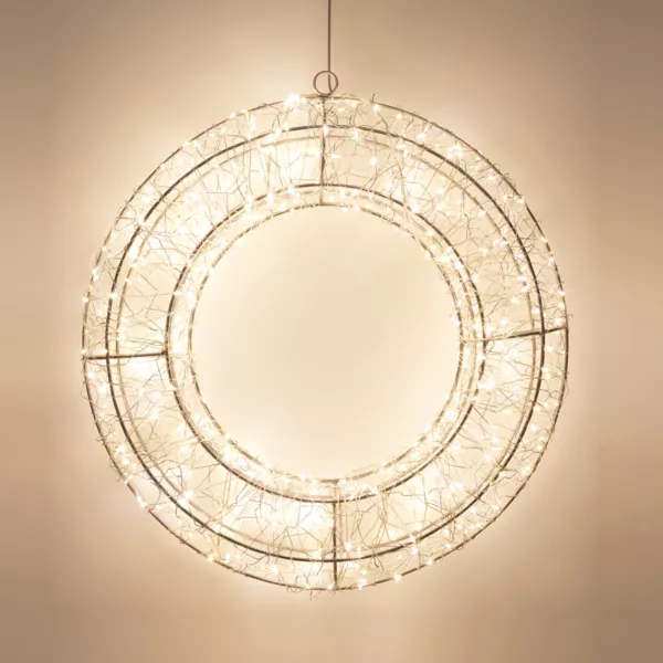 Corona de Navidad luminosa 500 micro LED (D38 cm) Star Light Plata y blanco frío