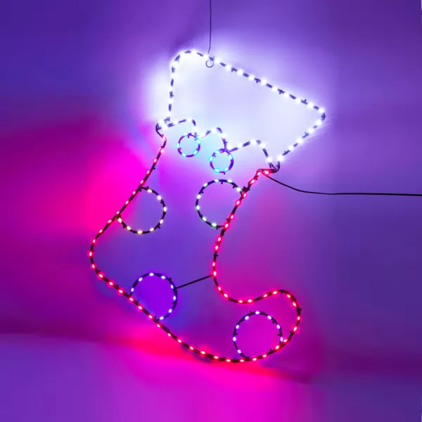 Weihnachtsstiefel 134 LED (H52 cm) Neon Flash-Effekt Mehrfarbig