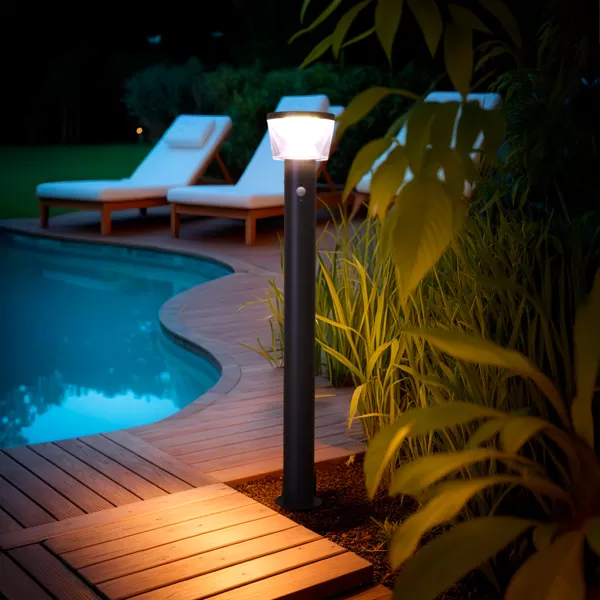 Solar-Gartenleuchte mit 600 Lumen (H94 cm) Prenium Anthrazitgrau