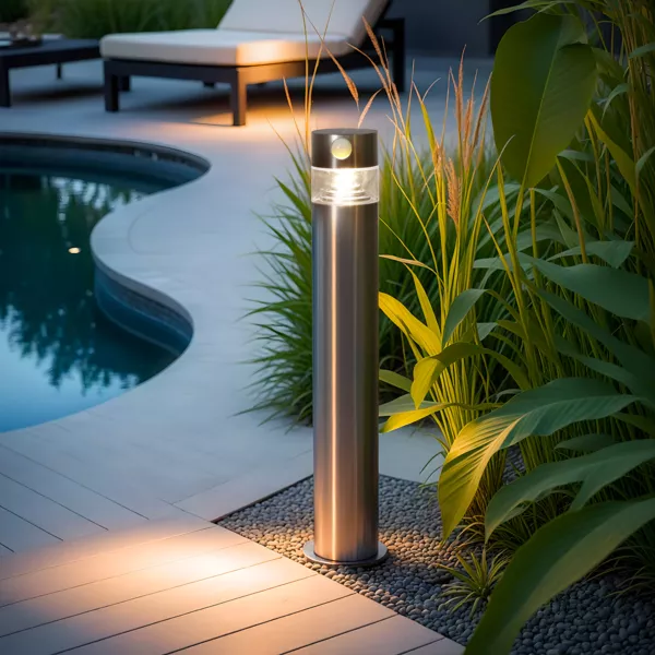 Borne de jardin solaire 150 lumens (H50 cm) Luxe Argent