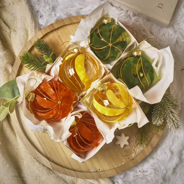 Set di 12 palline di Natale in vetro (D80 mm) Velluto chic Multicolore