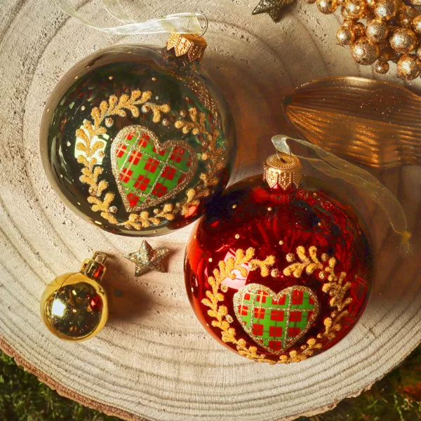 Set von 6 Weihnachtskugeln aus Glas (D80 mm) Saint-Moritz Bordeaux