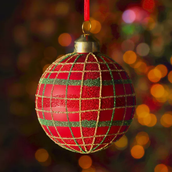 Set van 3 glazen kerstballen (D80 mm) Glitterende ruitjes Rood