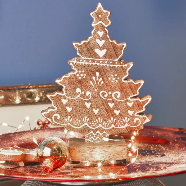 Sapin de No�l en bois � poser (H17 cm) Swiss Naturel