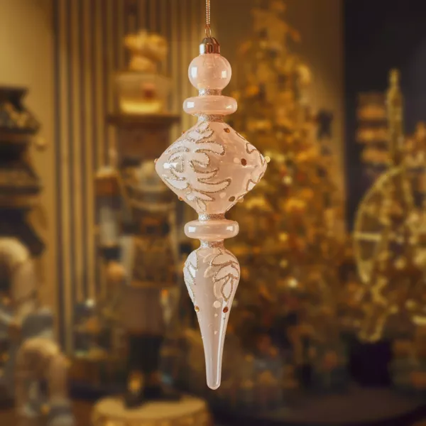 Lot de 2 suspensions de No�l en verre (H24 cm) Reflet de Minuit Rose