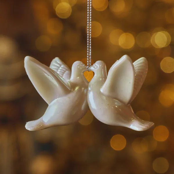 Adorno de Navidad colgante (H6 cm) P�jaro de nieve Blanco nacarado