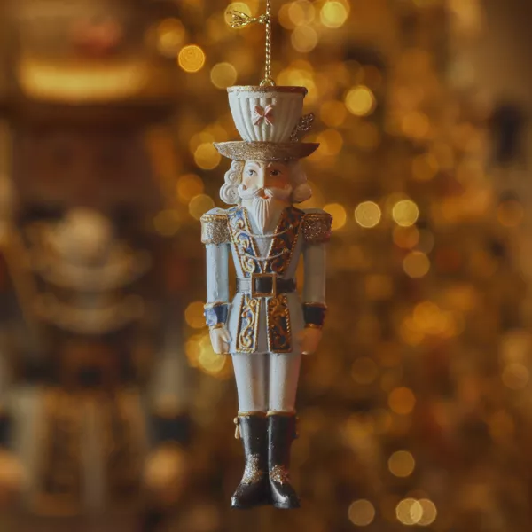 Adorno de Navidad colgante (H12 cm) Cascanueces Tea time Azul y blanco