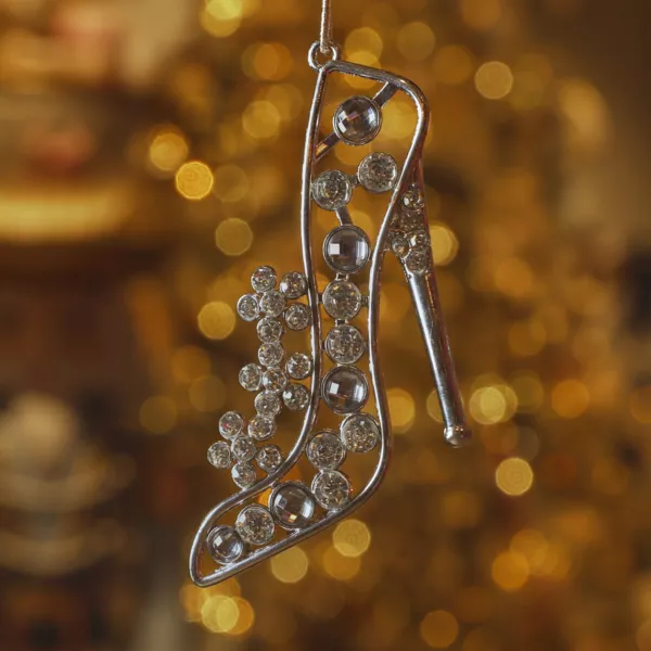 Suspension de Noël en métal (H11 cm) Paris strass Argenté