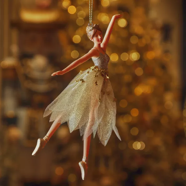 Suspension de Noël (H16 cm) Fée danseuse Or