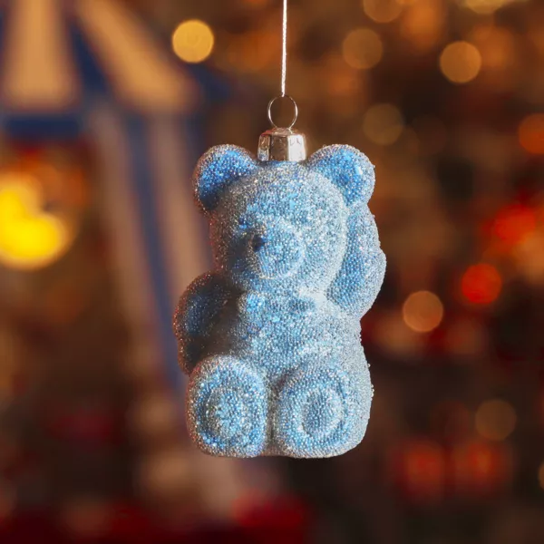 Lot de 2 suspensions de Noël (H9 cm) Ourson en sucre Bleu