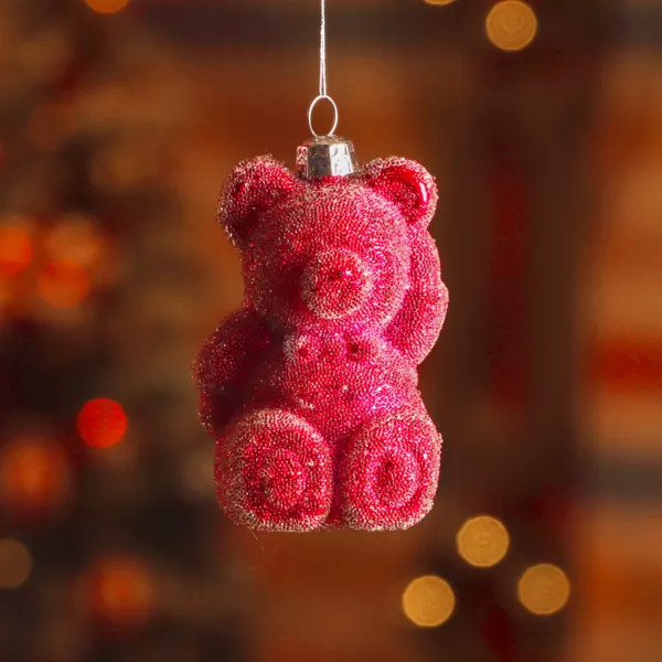 Sæt med 2 ophæng (H8 cm) Sukkerbjørn Rød