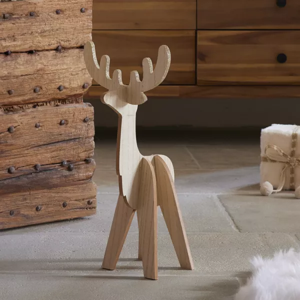 Renna di Natale in legno (H48 cm) Stile scandinavo Naturale