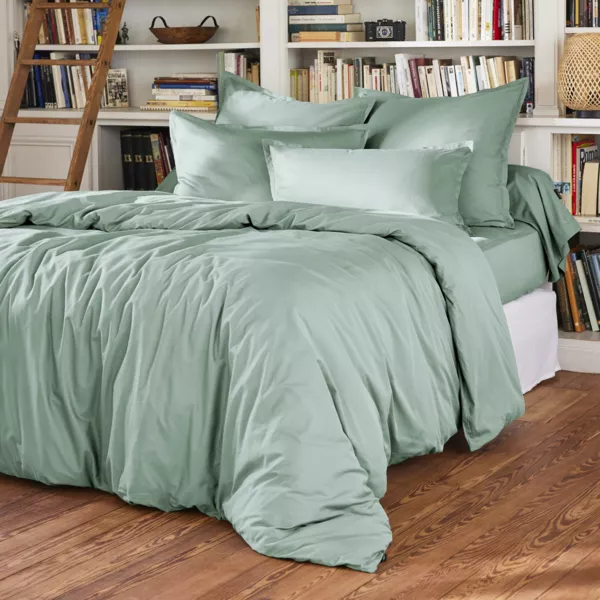 Housse de couette percale de coton (280 x 240 cm) Cali Vert eucalyptus