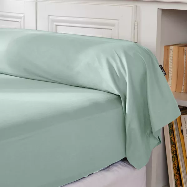 Funda de almohada de percal de algod�n (L185 cm) Cali Verde eucalipto