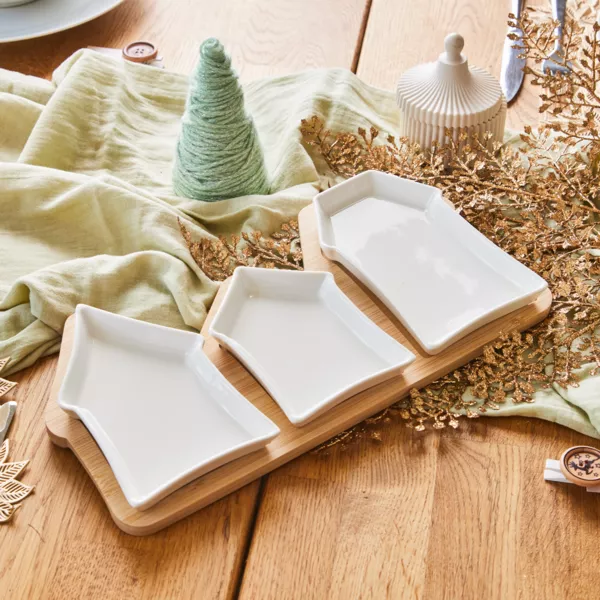 Set de tapas 3 platos (17 x 33 cm) Casitas Blancas
