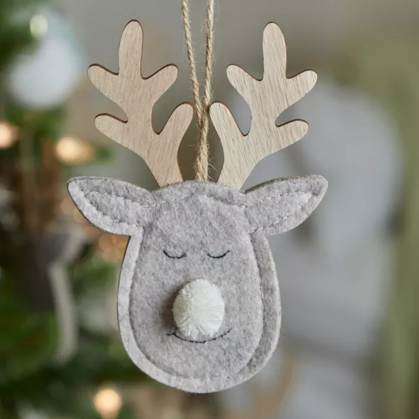 Decorazione natalizia in legno (H15 cm) Cervo del bosco Grigio