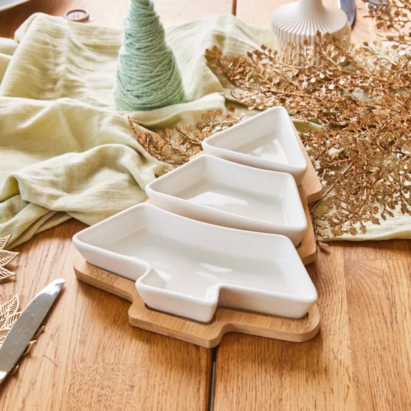 Set � tapas 3 assiettes (27 x 20 cm) Mon beau sapin Blanc