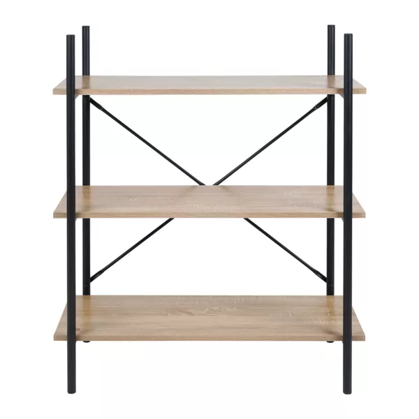 Estantería de 3 niveles de madera y metal (H96.5 cm) Lola Negra