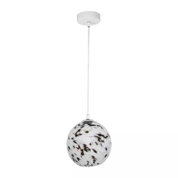 Hanglamp van glas en metaal (D20 cm) Pepper Zwart en wit