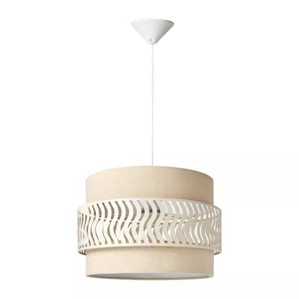 Suspension lumineuse m�tal et tissu (D34 cm) Oyona Beige