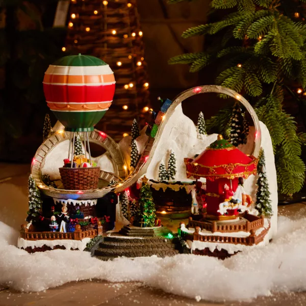Beleuchtetes, animiertes und musikalisches Weihnachtsdorf (H27 cm) Vergn�gungspark