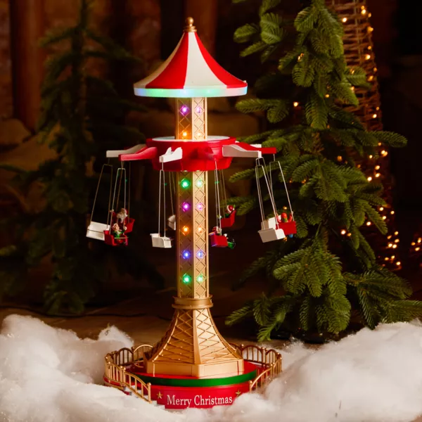 Villaggio di Natale luminoso, animato e musicale (H52 cm) Giostra di emozioni