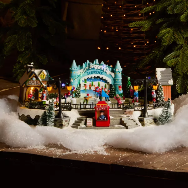 Weihnachtsdorf-Szene mit Beleuchtung & Musik Snow Lake