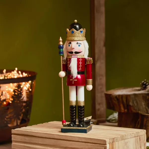 Soldado Cascanueces de madera (H38 cm) Augustin el príncipe Burdeos