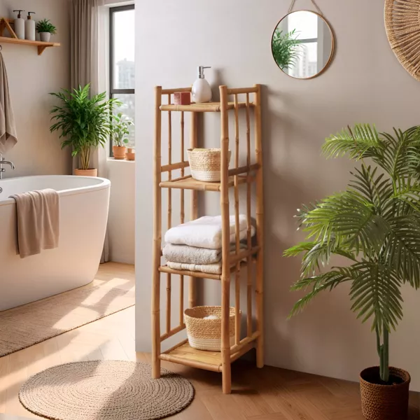 Meuble de rangement en bambou 4 étagères (30 x H115 cm) Hanoï