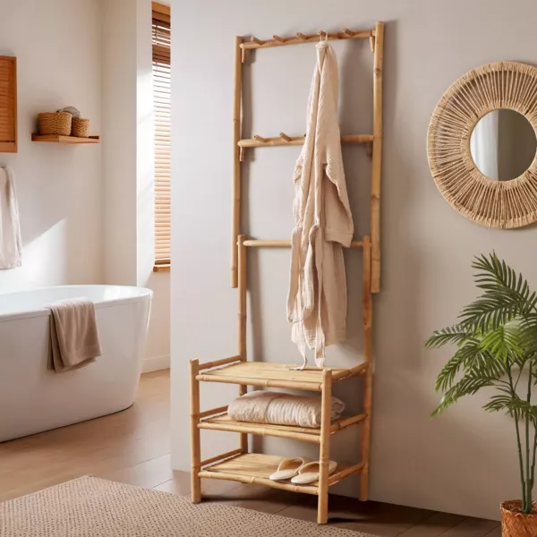 Mueble de almacenamiento para vestidor con ganchos de bamb� (70 x H190 cm) Han�i