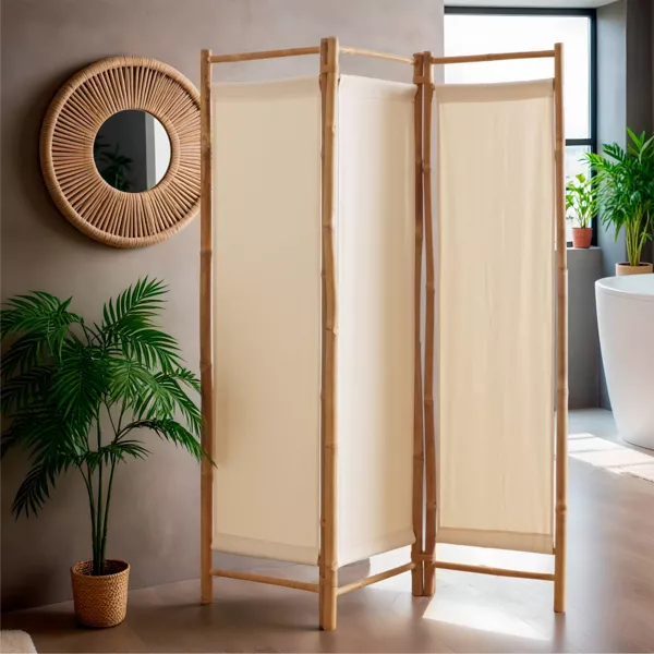 Biombo plegable de bamb� de 3 paneles (135 x H170 cm) Han�i