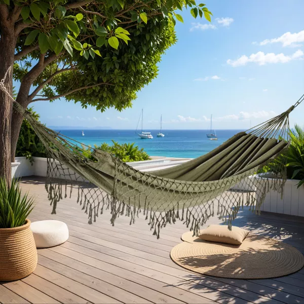 Telo per amaca con frange Serenity Verde cachi