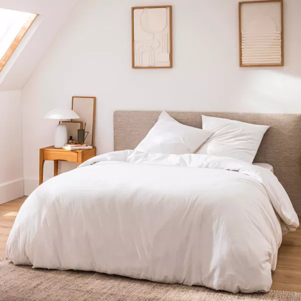 Funda de edred�n y dos fundas de almohada de algod�n (260 x 240 cm) Meline Marfil