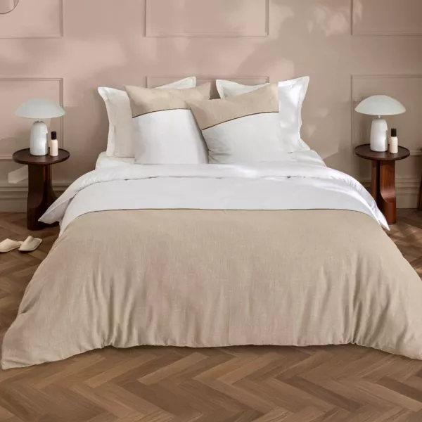 Bettbezug und zwei Kissenbez�ge aus Baumwolle (260 x 240 cm) Gabrielle Beige