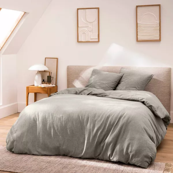 Funda de edred�n y dos fundas de almohada de algod�n (240 x 220 cm) Meline Gris antracita