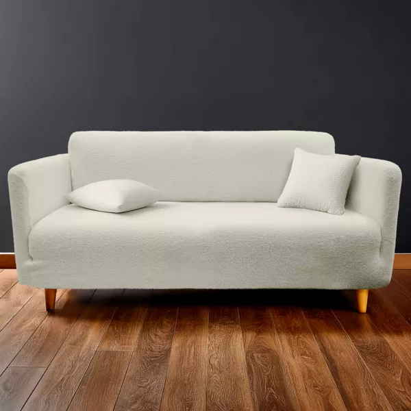 Copridivano effetto boucl� (225 x 245 cm) Laina Ecru