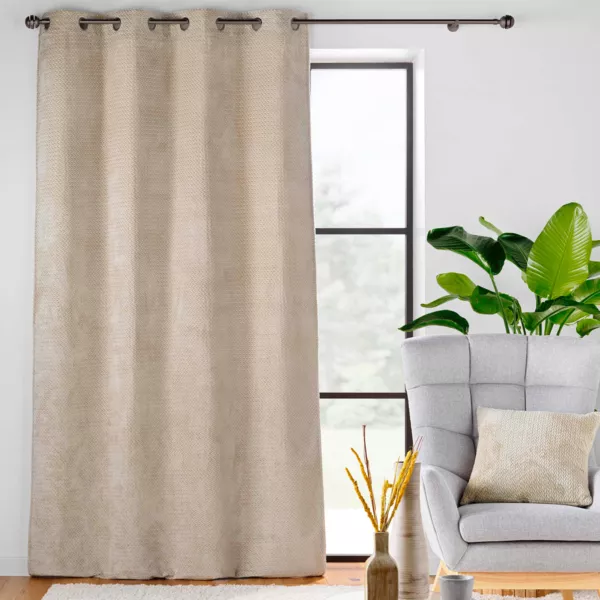 Relief-Flanellvorhang (140 x 240 cm) Flanela Beige