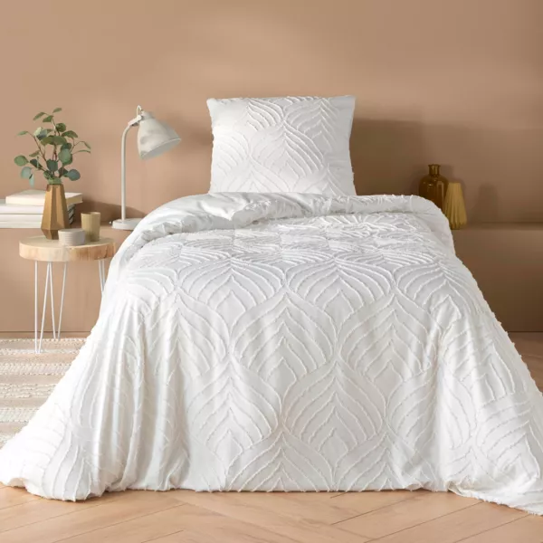 Housse de couette et une taie d'oreiller microfibre (140 x 200 cm) Heltie Blanc