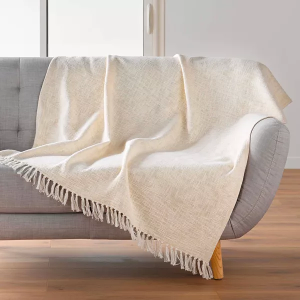 Plaid coton doux (125 x 150 cm) Ziggy Ecru