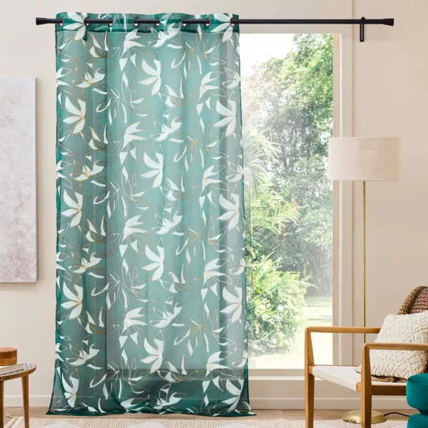 TUDECO Tende trasparenti verdi lunghe 274 cm per soggiorno, stile shabby chic, in pizzo floreale con volant, eleganti tende a maglia con tasca per bastone, verde smeraldo, 1 paio, 1 paio, 140