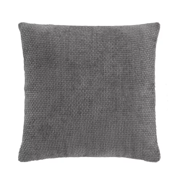 Coussin carr� en velours chenille (45 x 45 cm) Leo Gris Anthracite