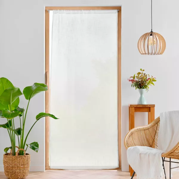 Visillo con barra pasante efecto lino tejido (90 x 200 cm) Haltona Blanco