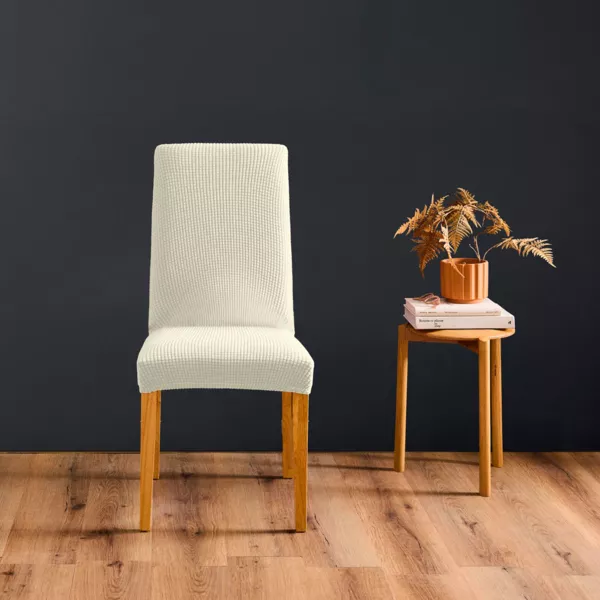 Funda de silla extensible efecto gofrado (40 x 40 cm) Sacha Blanco