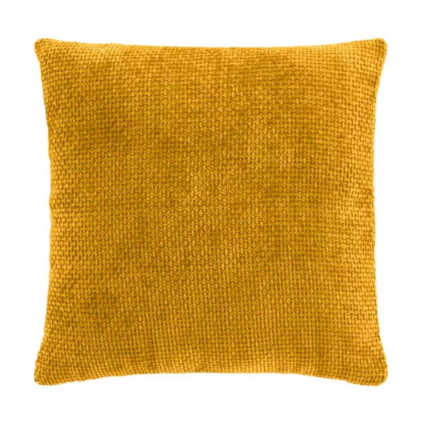 Housse de coussin carr�e velours chenille (40 x 40 cm) Leo Jaune ocre