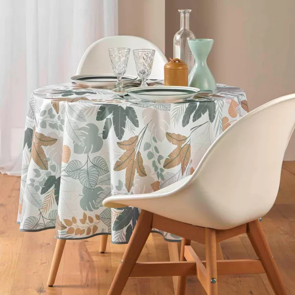 Mantel redondo anti-manchas (180 cm) Fidji Verde